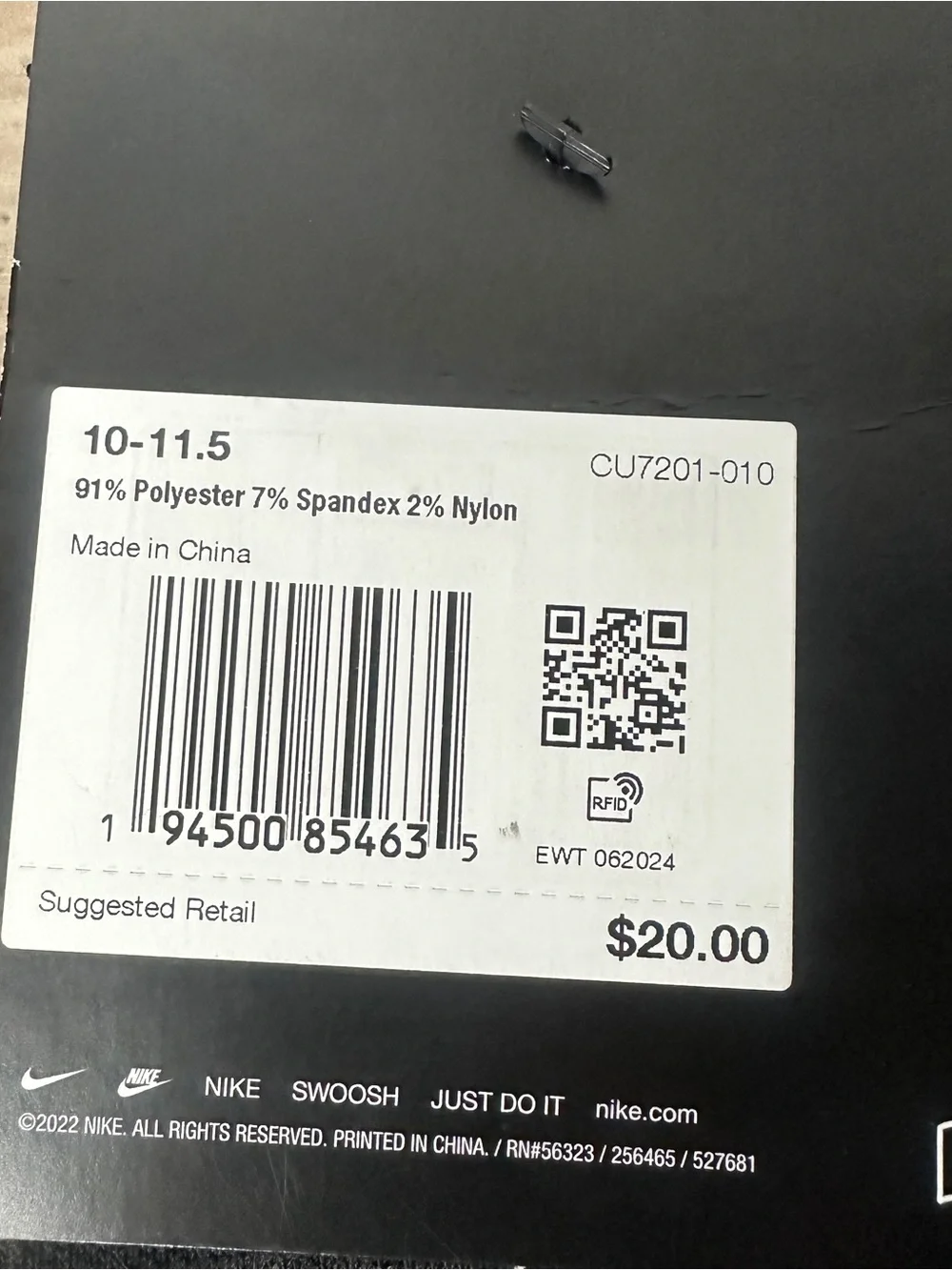 NWT Nike Unisex Spark Cushioned No Show Run Socks Black Wmn 11.5-13 Men 10-11.5